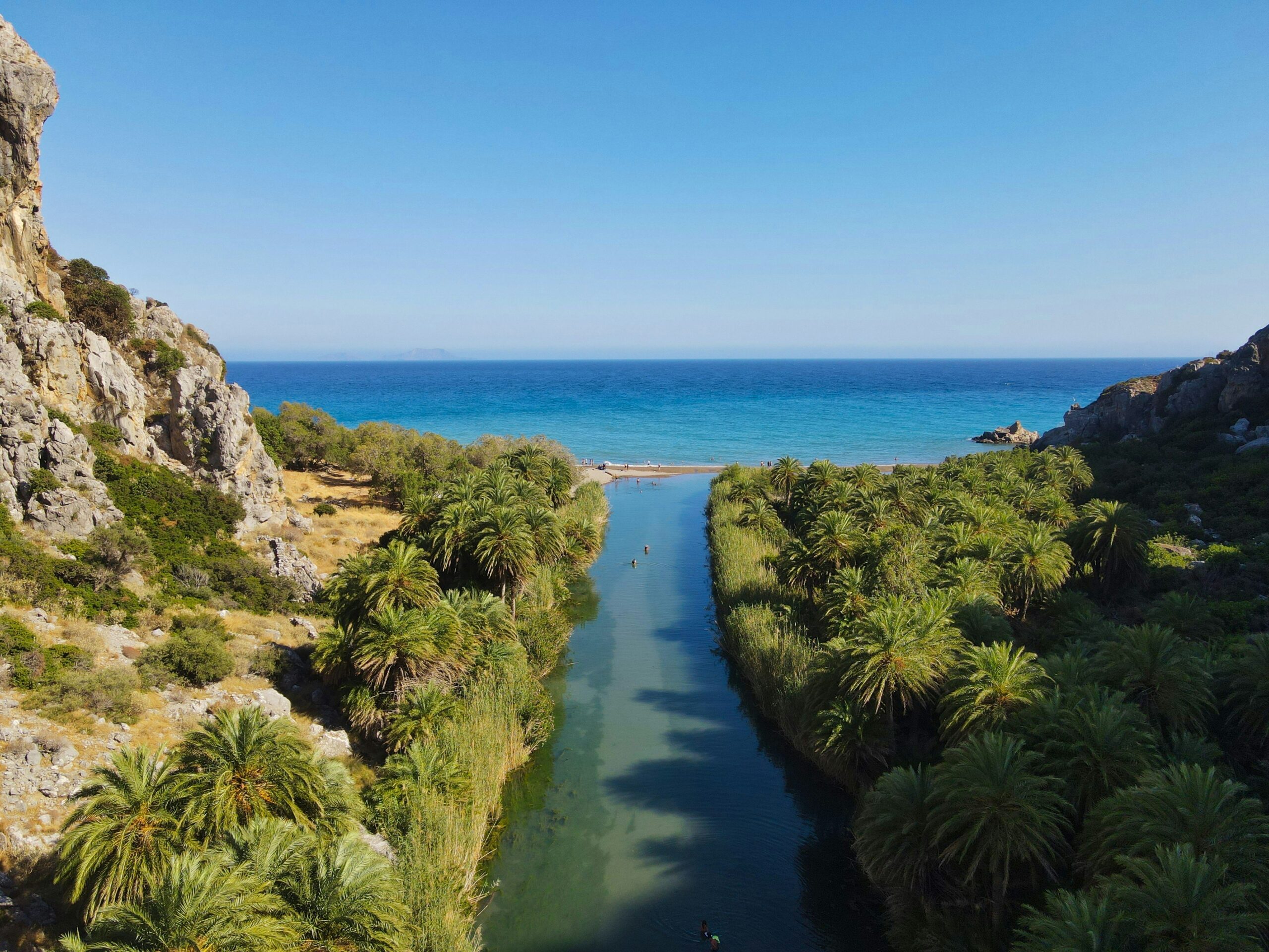 Preveli beach lagoon blue waters
