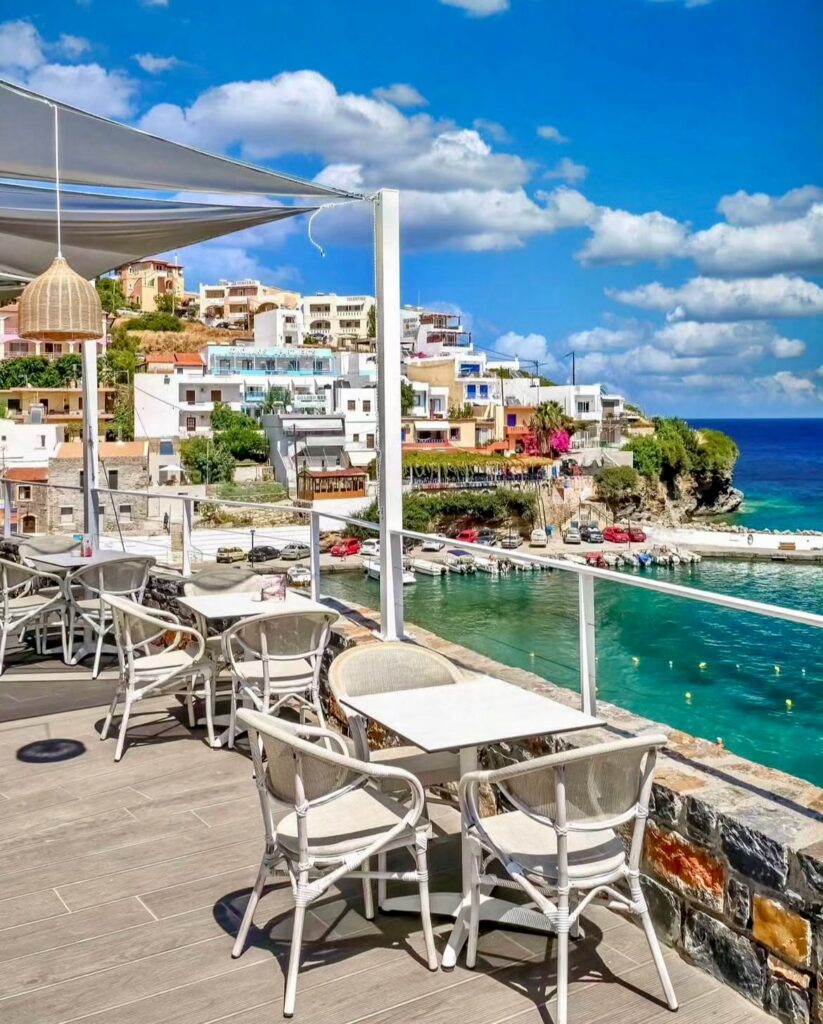 VIew of Bali Beach Rethymno from restaurant
