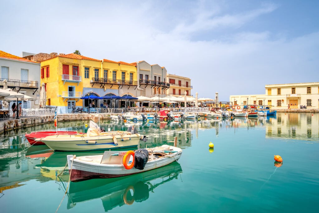 Old harbor Rethymno Crete with boats