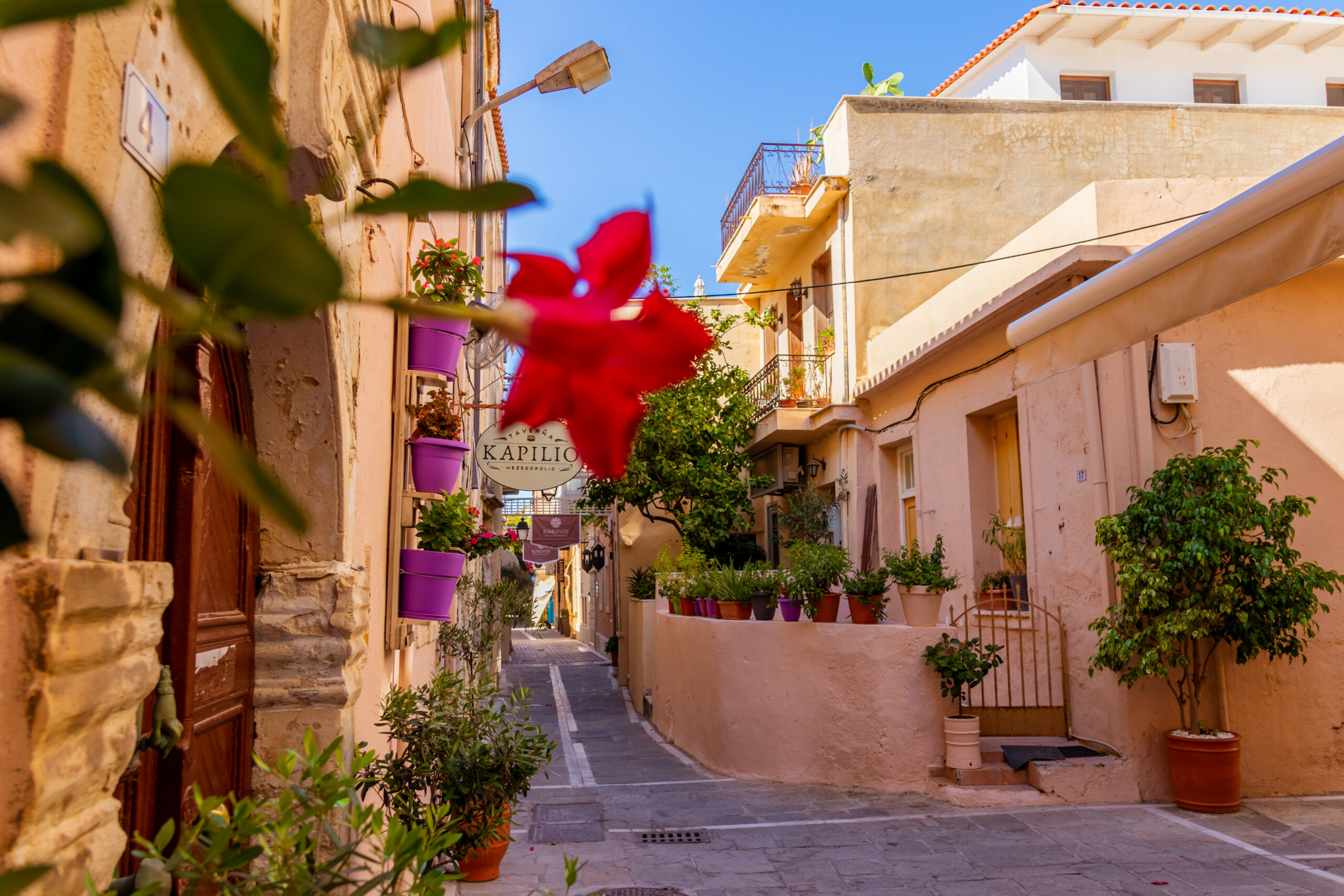 Historic street in Rethymno Crete for villages, food and day trips inspiration