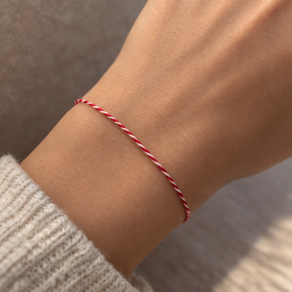 Close up of handmade Martaki bracelet