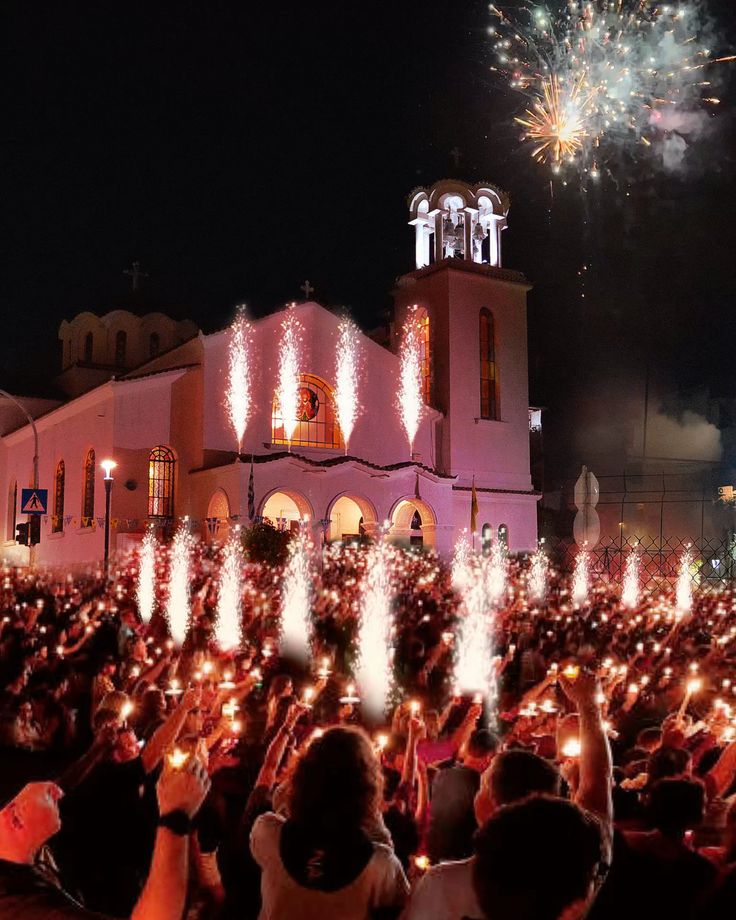 Greek Orthodox Easter midnight resurrection candles fireworks Rethymno