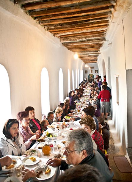 Communal Easter feast in a village in Crete