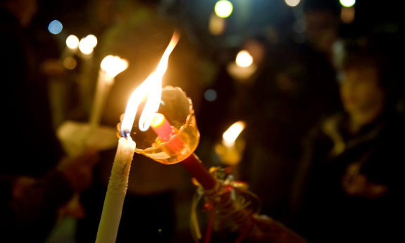 Christos Anesti celebration outside church in Greece