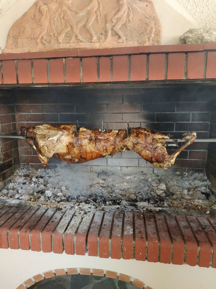 Lamb on the spit during Easter in Crete