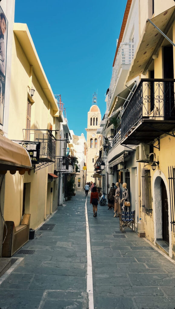 Rethymno Old Town clock tower street view