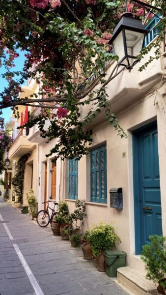 Colorful side street in Rethymno Old Town, Crete