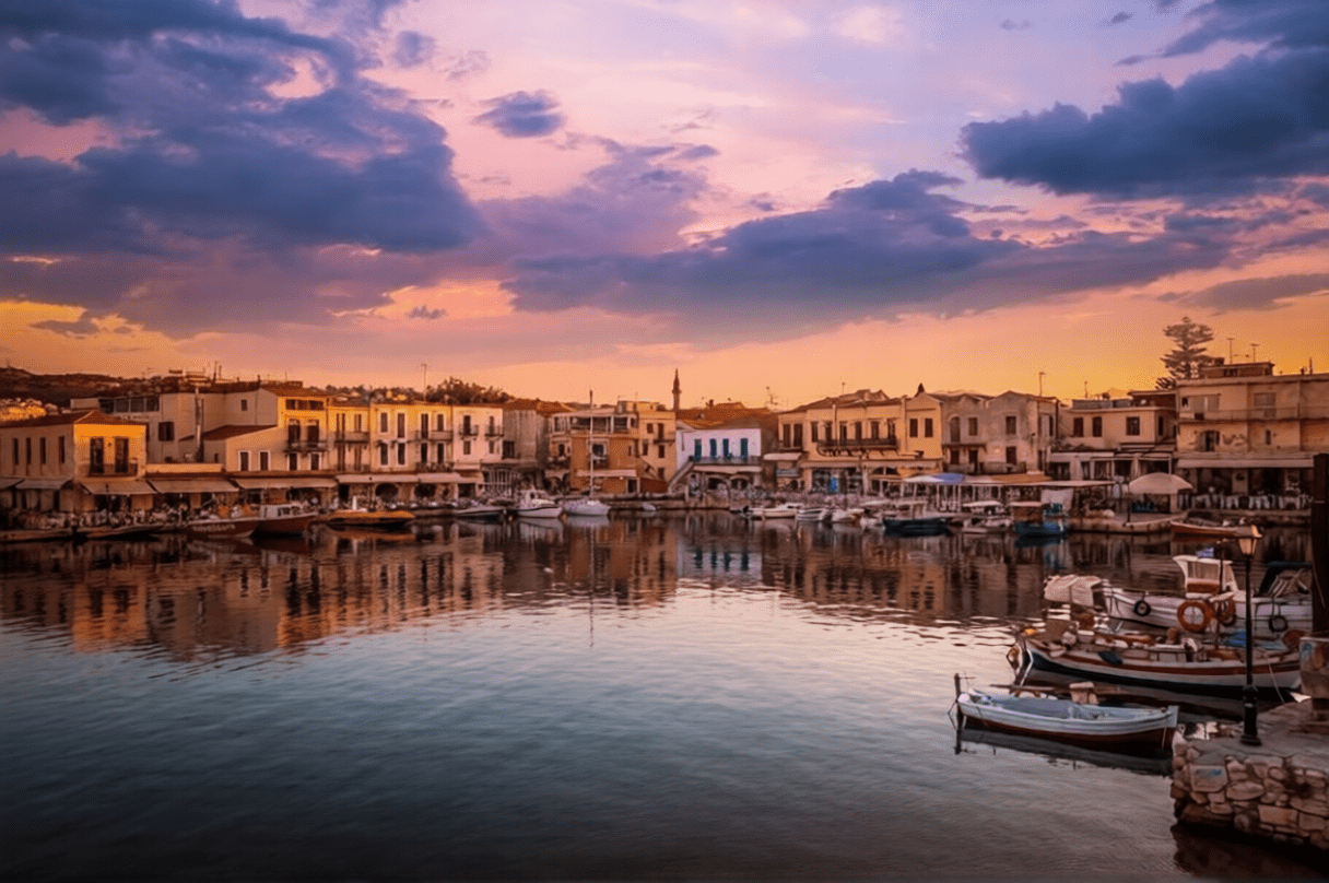Rethymno port at sunset for custom trip planning