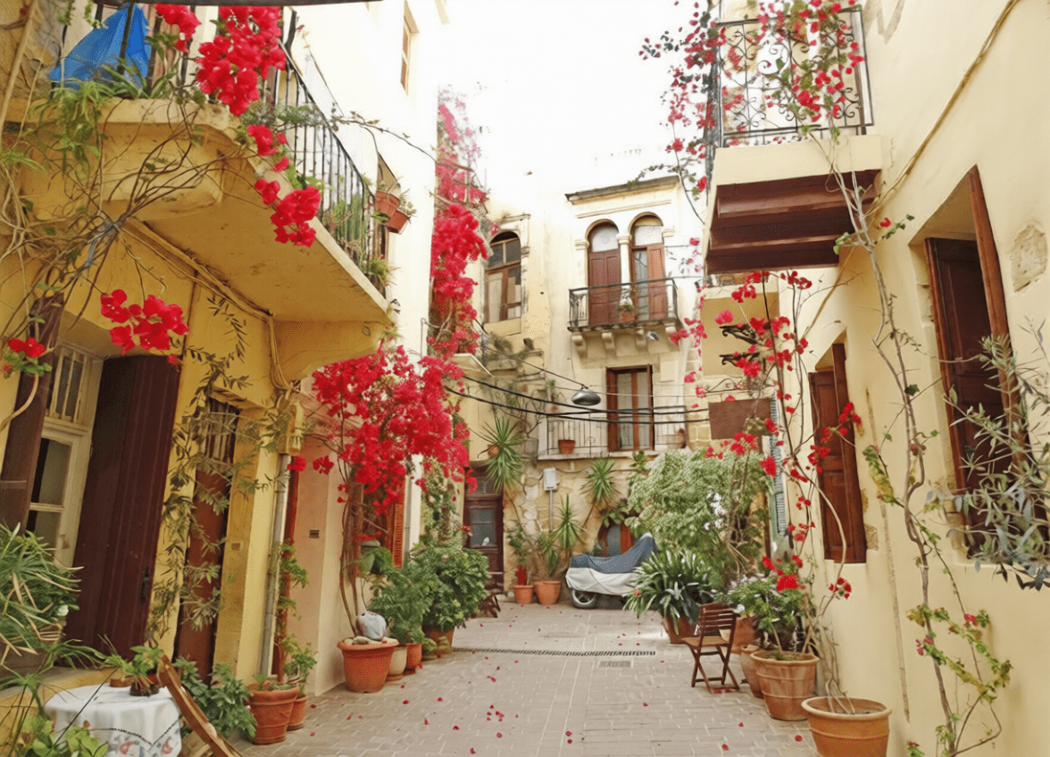 Small traditional street in Rethymno Old Town