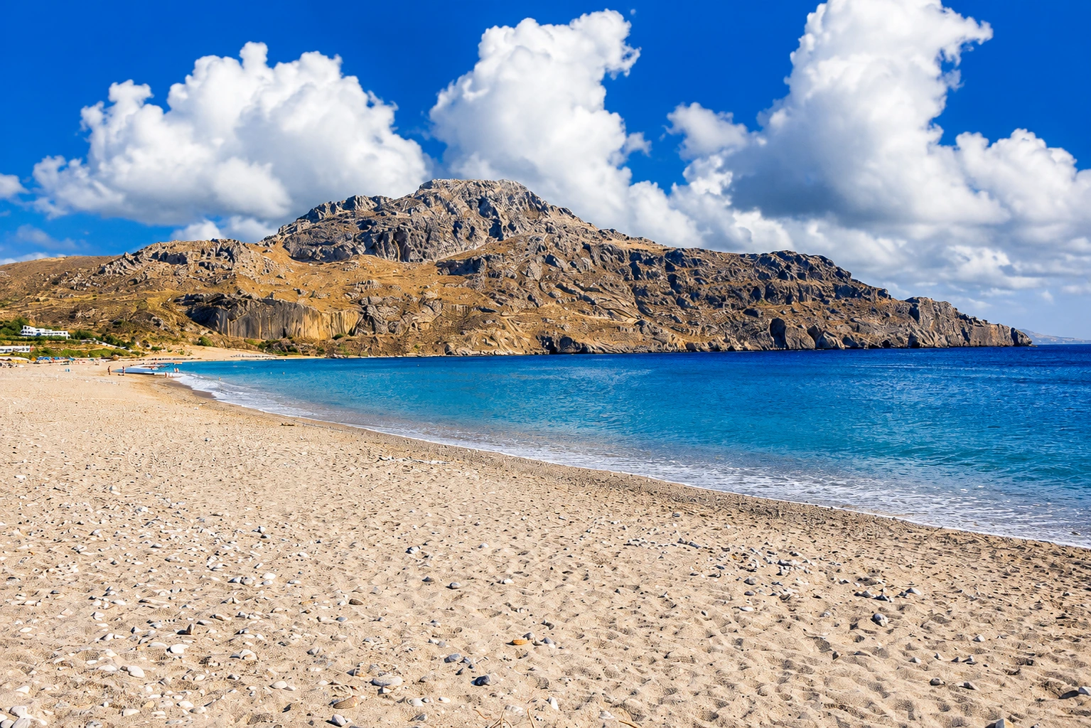 Plakias Beach shoreline and village in Rethymno Crete