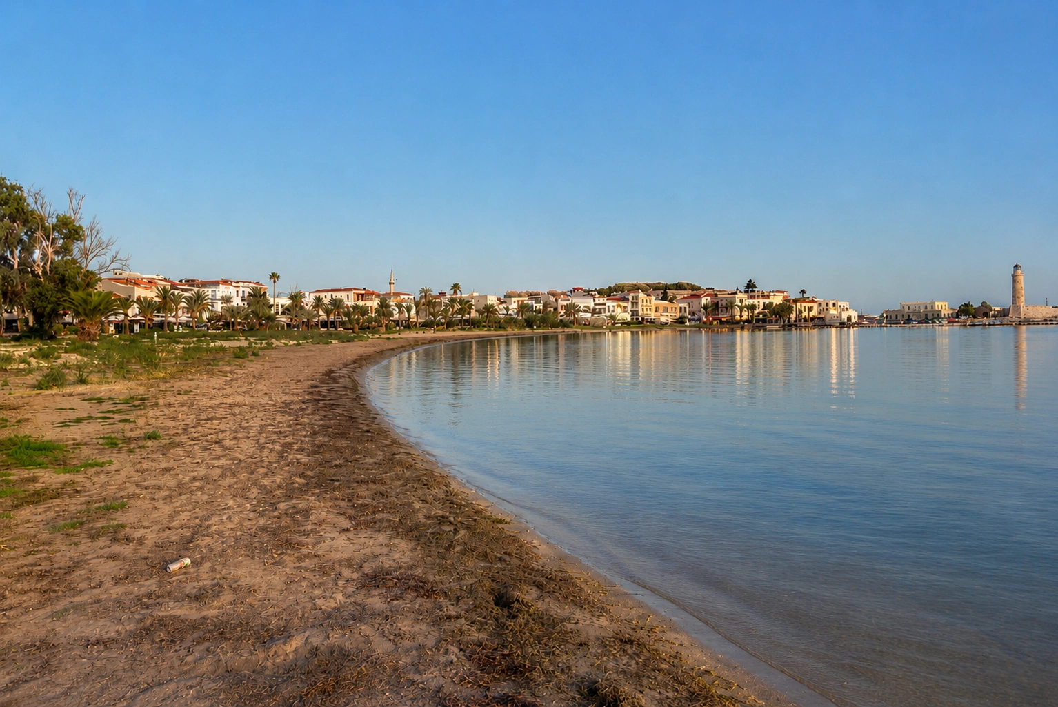 Rethymno Beach near the town seafront in Crete