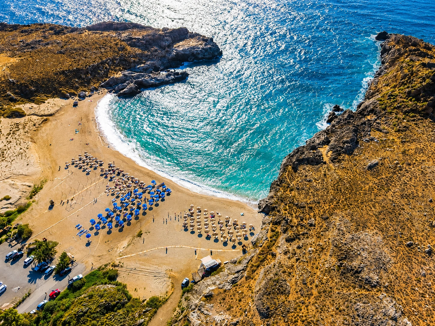 Aerial view of Schinaria Beach Rethymno